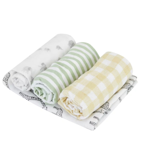 4 Pack Organic Cotton Burping Cloths