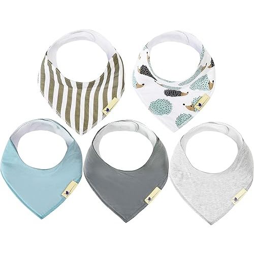 Blue Wren Magnetic Bandana Drool Bibs 5-pack - Magnetic Closure Baby Bibs - Safe, Easy, Chic Teething Bib