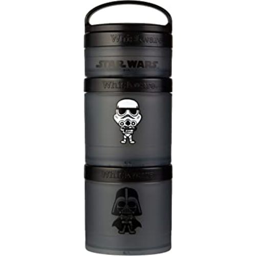 Whiskware Plastic Star Wars Stackable Snack Containers for Kids and Toddlers, 3 Stackable Snack Cups for School and Travel, Stormtrooper and Darth Vader
