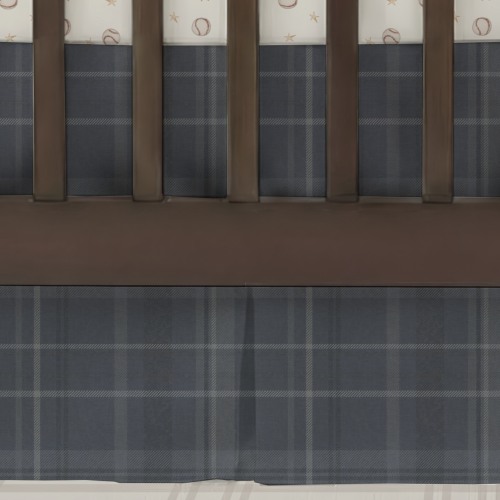 Plaid Crib Skirt: Tailored Design in Deep Navy Color