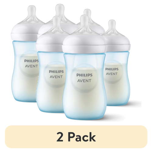 (2 pack) Philips Avent Natural Baby Bottle with Natural Response Nipple, Blue, 9oz, 3pk, SCY903/23