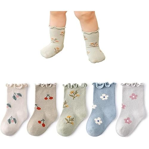 Baby Girl Socks Toddler Girls Ruffle Socks Little Girl Frilly Dress Socks Newborn Crew Cotton Long Socks
