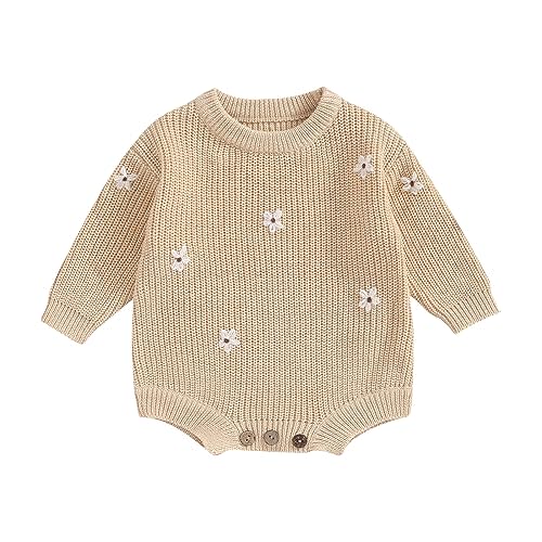 woshilaocai Baby Boy Girl Sweater Oversized Long Sleeve Romper Warm Crewneck Bodysuit Knitted Winter Clothes