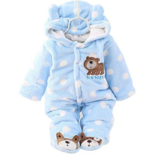 XIFAMNIY Baby Newborn Jumpsuit Footie Hooded Thicken Winter Bunting Outwear Snowsuit Pajamas for Girls Boys…