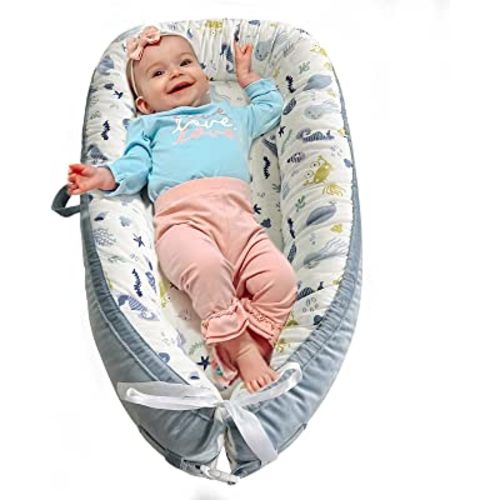 Hiseeme Baby Lounger Cover Baby Nest Cover 100% Cotton Breathable Sleeping Bed Cover for Newborn Co Sleeping Nest Bed Cover Machine Washable, Strong Zipper, Adjustable Size