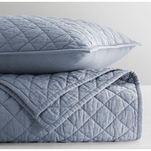 Washed Linen-Cotton Diamond Toddler Quilt | RH Baby & Child | Ocean