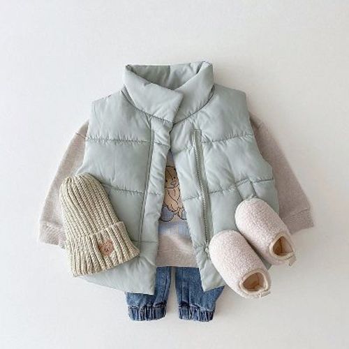 MyKids-USA Baby Solid Color Quilted Thickened Vest Coat In Winter Apricot 80 (9-12M)