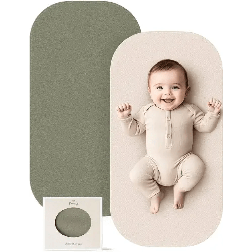 Konssy Faux Leather Baby Changing Mat, Waterproof, Wipeable & Portable Diaper Changing Pad for Travel or Home, Fits Perfectly in Diaper Bag, 30 x 17 inches (Fog Green,Beige)