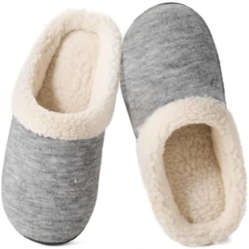 Wishcotton Women's Lamb-rub Sherpa House Slippers Memory Foam Indoor Outdoor