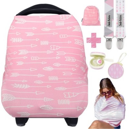 Dodo Babies Nursing Cover Set - Soft, Multipurpose Stretch Scarf for Breastfeeding and Car Seat Cover, Two Universal Pacifier Holders