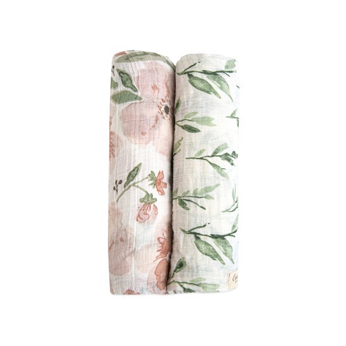 Parker Cotton Muslin Swaddle Blanket Set (Floral, Set of 2)
