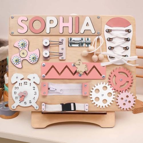 Kindlytoys Personalized Bear Busy Board for Toddlers Kids - Etsy