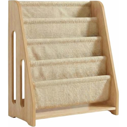 PERUGINA Wood Toddler Bookshelf Montessori Nursery Kids Baby Book Shelf Dutch Design 5Tier,Maplewood GrainPattern