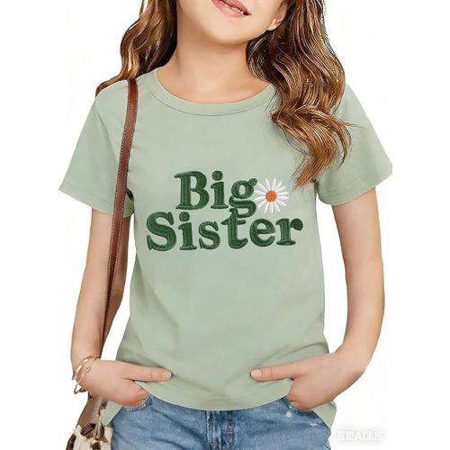 Toddler Girl Big Sister Shirts Announcement T-Shirt Summer Short Sleeve Tee Tops Promoted to Big Sister Blouse 2-7Y