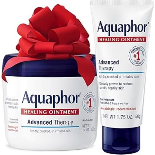 Aquaphor Healing Ointment Skin Care Set, Body Moisturizer for Dry Skin, Minor Cuts and Burns, Dry Cuticles, Cracked Heels, Hands and Lips, Holiday Gifts for Self Care, 14 Oz Jar + 1.75 Oz Tube