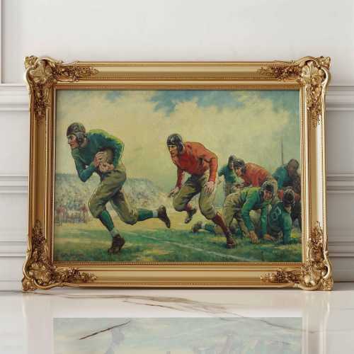 Vintage Football Wall Art, Football Poster, Sport Art Print, Office Wall Art, Football Art Prints, Football Player, American Football Gift