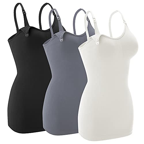 Nursing Tank Tops for Breastfeeding - Pregnancy Must Haves Maternity Camisoles with Built in Bra