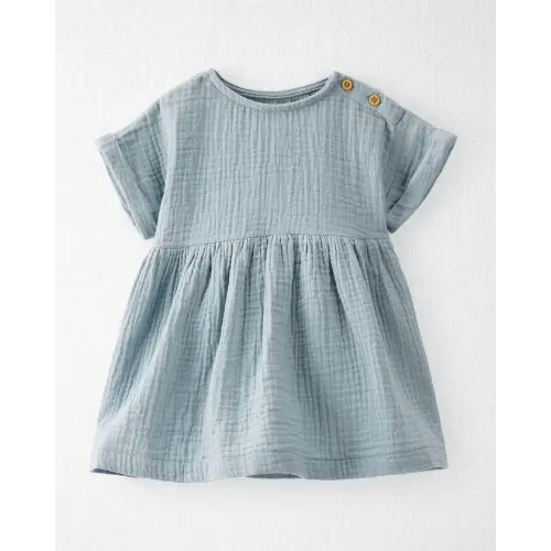 Baby Organic Cotton Gauze Dress - Blue Creek
