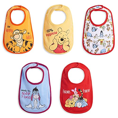 Disney Winnie the Pooh Mickey Mouse Lilo & Stitch 101 Dalmatians Lion King Baby 5 Pack Bibs Newborn Sizes (OS)