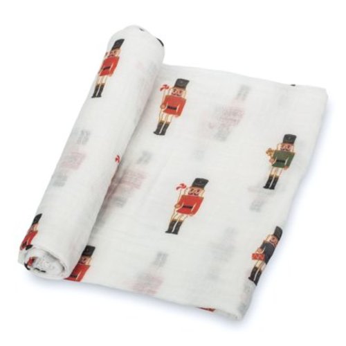 LollyBanks Nutcracker Dreams Baby Christmas Muslin Swaddle Blanket, 100% Cotton, 47"x47", 1 Pack