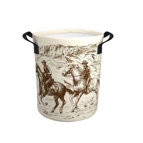 Western Cowboy Desert Riding Cute Kids Laundry Basket Baby Nursery Hamper Western Room Decor Foldable Oxford Cloth Funny Tote Clothes Storage Bucket Toy Organizer For Bedroom, Bathroom Teen Girls Boy