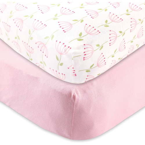 Touched by Nature Baby Boys' and Girls' Organic Cotton Fitted Crib Sheet, 2-Pack, Choose Your Color