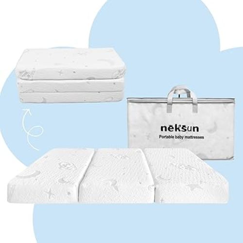 Tri-fold Pack and Play Mattress, 38x26 Dual Sided Soft & Firm Memory Foam Baby Mattress for Pack N Play, Portable Travel Pack n Play Mattresses Pad for Baby and Toddlers, Breathable & Washable