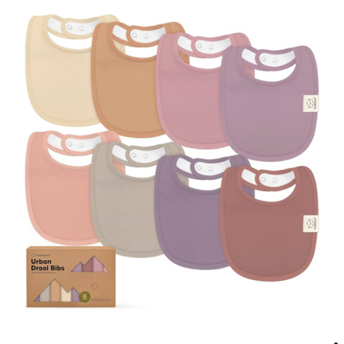 8-Pack Organic Baby Bibs for Boys, Girls - Soft Cotton Drooling and Teething Bibs for Baby Girl & Boy, Extra Absorbent, Easy to Clean & Put On for Toddler, Newborn, Infant 0-24 Months (Mauve)