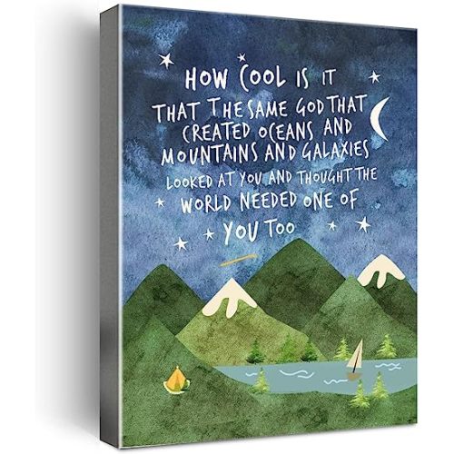 Wailozco Same God Creation Wall Art,Mountain Wall Art for Nursery Toddler Boy Room Wall Decor,Christian Kids Canvas Framed Poster Print,Adoption Gifts First Communion Gifts for Boys