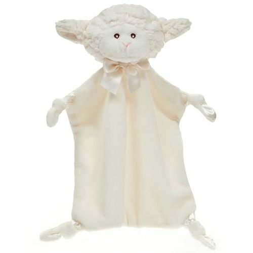 Bearington Baby Wee Lamby, 8 x 7 Inch Small Lamb Stuffed Animal, Security Blanket Baby Lovey, Baptism Gift
