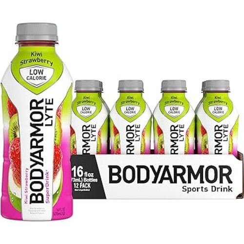 BODYARMOR LYTE Sports Drink Low-Calorie Sports Beverage, Kiwi Strawberry, Natural Flavors With Vitamins, Potassium-Packed Electrolytes, Perfect For Athletes, 16 Fl Oz (Pack of 12)