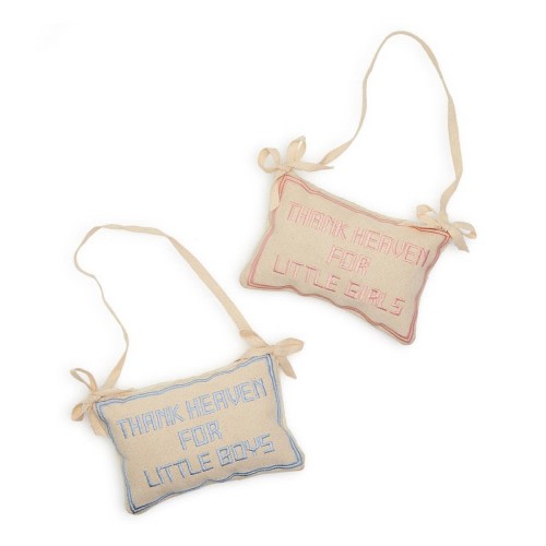 Thank Heaven for Little Girls Embroidered Pillow Door Hanger Décor