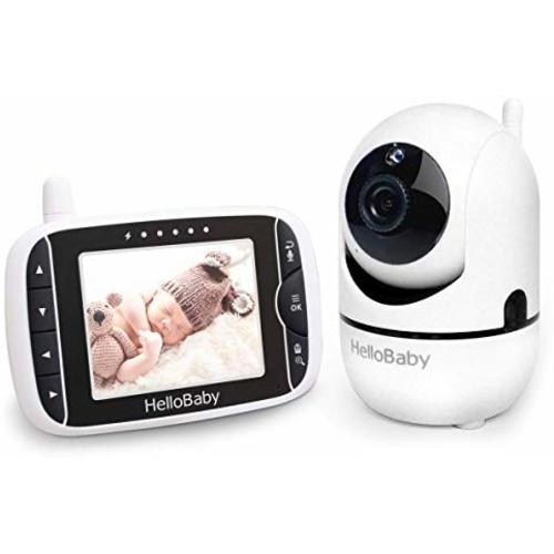 Baby Monitor with Remote Pan-Tilt-Zoom Camera and 3.2'' LCD Screen, Infrared Night Vision (Black)