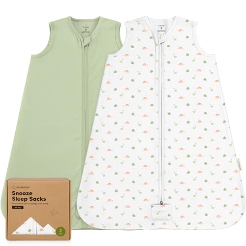 2-Pack Baby Sleep Sacks, Zipper Wearable Blanket - 0.5TOG Organic Cotton, Lightweight, Soft Cozy Infant Sleeping Sack 3-6 months, Easy to Wear Small Newborn Transition Swaddles Sleepsacks (Roarsome)