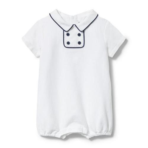 Newborn White Linen Collared One-Piece by Janie and Jack