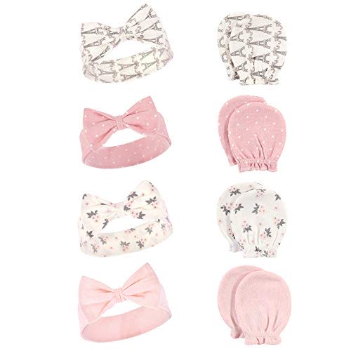 Hudson Baby Baby Girls' Cotton Headband and Scratch Mitten Set