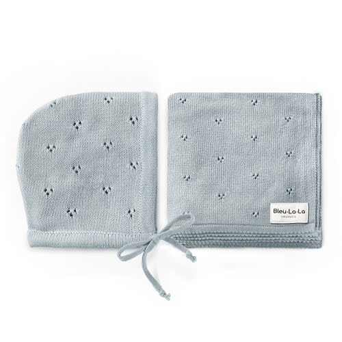 Organic Pointelle Swaddle Blanket + Hat Gift Set – Sol and Sage Baby