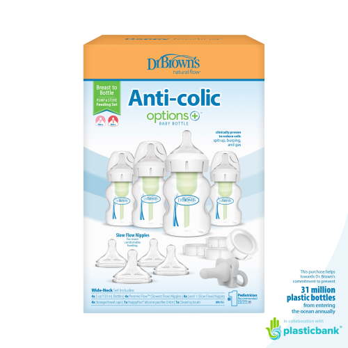 Dr. Brown's Natural Flow Anti-Colic Options+ Wide-Neck, Breast to Bottle, Pump & Store, Feeding Set