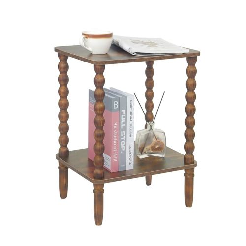 Amazon.com: Fultyle Small End Table, Couch Side Table with 2-Tier Storage Shelf, Wood Coffee Table for Bedroom, Living Room, Small Spaces (Rustic Walnut) : Home & Kitchen