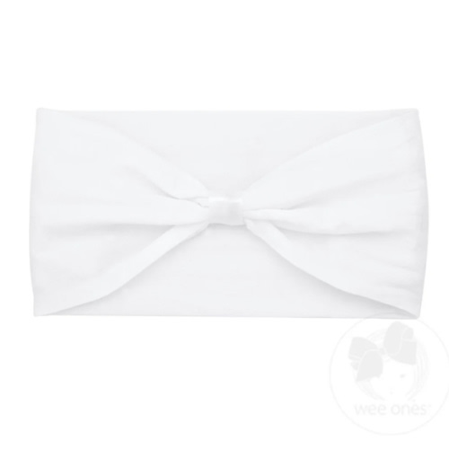 Baby Girls Nylon Add-a-Bow Band - WHITE / NEWBORN (0-6 MONTHS) | Wee Ones Hair Bows & Accessories