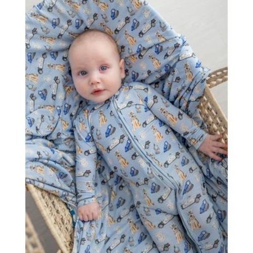 Lev Baby Infant Boys' Buttery Soft Police Double Zipper Footie Pajama Blue 0-3M