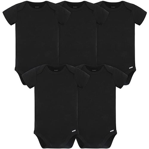 Gerber unisex-baby 5 Pack Onesies Multi-packs Bundle Interlock 180 Gsm - Black
