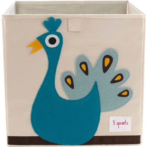 Peacock Toy Storage Organizer: Toy Box Cube Organizer for Playroom, Nursery - Foldable Storage Bin - Peacock