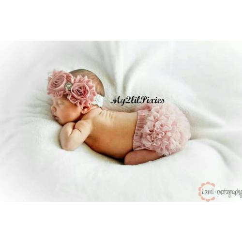 Ruffle Bum Bloomer and Headband in dusty rose - Photo Prop - Infant Gift