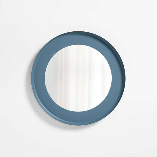 Nello Slate Blue Metal 24" Round Wall Mirror