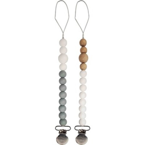Ulubulu Silicone Teether & Pacifier Clip, Color: Gray/White