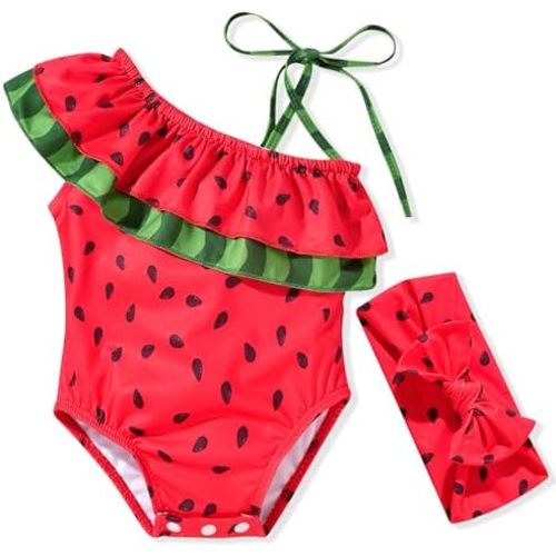 Toddler Baby Girls Ruffles Bikini One Piece Swimsuits Floral Off Shoulder Swimwear Beach Bathing Suit