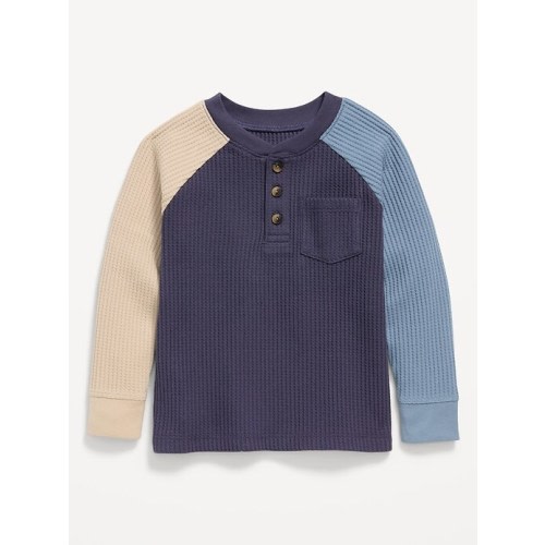 Long-Sleeve Henley Waffle-Knit Pocket T-Shirt for Toddler Boys