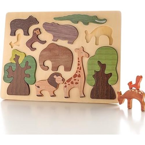 Animal Wooden Puzzles for Toddlers, Montessori Early Development Learning Forest Puzzle, Basswood Tree Toy for 3 Years Boys & Girls Birthday