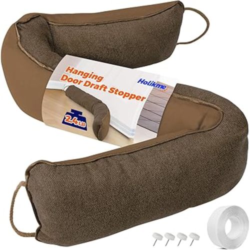 Holikme Weighted Door Draft Stopper, Heavy Duty Under Door Draft Blocker Bottom Door Seal Noise and Air, Door Guard Saving Energy, Brown